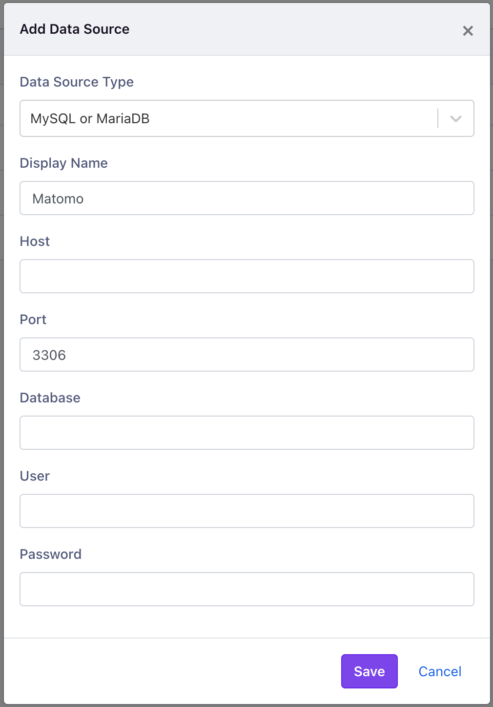 Add MySQL/MariaDB data source